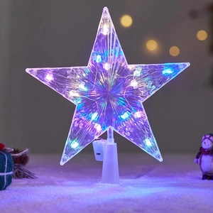 Star-shaped LED Christmas tree topper in transparent acrylic with colorful lights