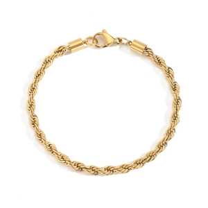 Fashionable gold-plated stainless steel rope chain bracelet with a secure lobster clasp