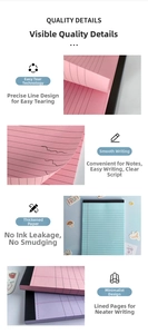 Close-up of easy-tear perforated line and thick ruled paper on colorful A5 notepad
