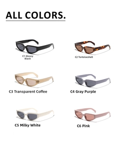 Detailed collection of retro slim oval sunglasses in six various trendy colors