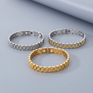 Trois bracelets de montre 10mm en acier inoxydable en argent, or et bicolore