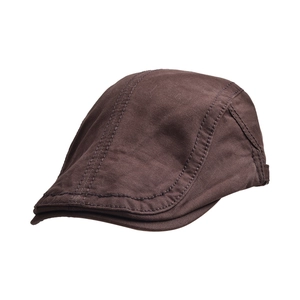 Detailed view of the dark brown ivy cap with thick twill cotton texture and stitching