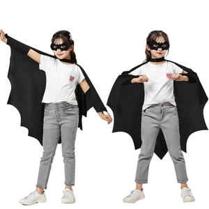 Black Bat Wing Cloak And Mask Polyester Costume For Kids Halloween Party Cosplay Performance Superhero Style