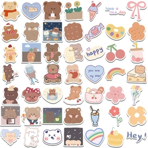 Collection of 102 waterproof Korean bear stickers for luggage and laptops