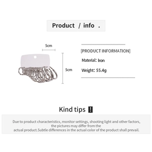 Detail showing 5cm silver metal iron hoop dimensions and product specifications