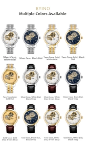 Grid view of automatic mechanical watches featuring hollow dials and Roman numerals