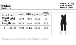 Detailed size chart for sexy slim fit solid color jumpsuit showing S to L measurements