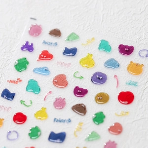 3D Relief Nail Art Stickers Colorful Cartoon Bear Cloud Heart Self Adhesive Embossed Manicure Decals For Women Girls Cute DIY
