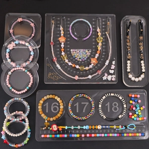 Transparent acrylic bead design board with circular grooves for handmade jewelry making