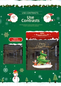Detailed comparison of 3D Christmas window decals showing vibrant snowman and tree patterns