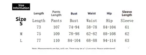 Detailed size chart for lace two-piece set featuring length, bust, waist, and hip measurements