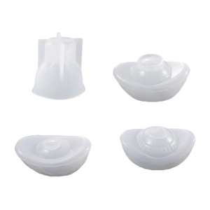 Set of four translucent silicone molds in traditional Chinese gold ingot Yuanbao shapes