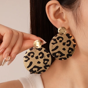 Boucles D'oreilles Métalliques Rondes À Imprimé Léopard Avec Tige En Argent Bijoux Géométriques Pour Femmes