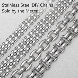 Stainless Steel DIY Jewelry Making Chain Semi-Finished Link For Necklace Bracelet Bag Handcrafted Accessory Silver Tone