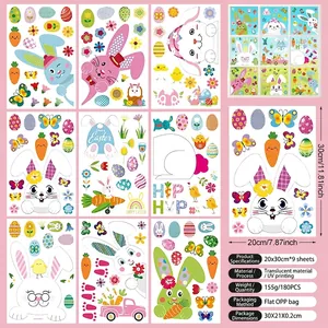 Easter wall stickers featuring cartoon rabbits and colorful eggs for nursery decoration