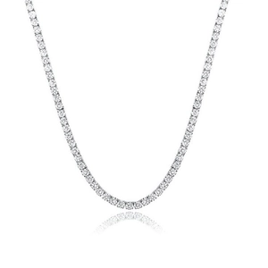 Classic 18K white gold plated tennis necklace with brilliant round cut cubic zirconia