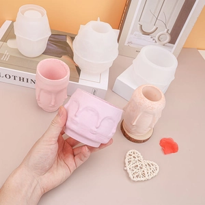 Siliconen mal voor 3D-gezichtskaarsenpotten, vetplantenpotten en DIY-huisdecoratie