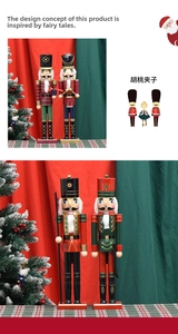 Macro detail of hand-painted wooden nutcracker figurines with festive glitter and red velvet