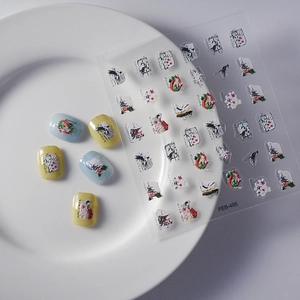 5D geprägte japanische Nagelsticker mit Geisha- und Koi-Motiven für DIY-Maniküre