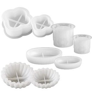 8-delige siliconen mallenset voor DIY hars bloempotten en decoratieve opbergschalen