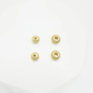 18k gold plated ribbed lantern spacer beads for DIY jewelry making and bracelet design