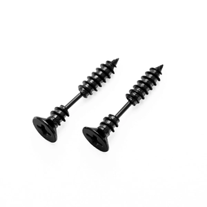 Boucles d'oreilles punk en acier inoxydable noir mat en forme de vis unisexe