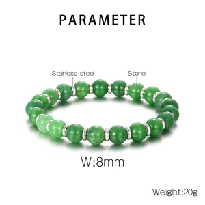 Natural Stone Beaded Bracelet With Stainless Steel Spacers Elastic Minimalist Geometric Jewelry For Women Men
