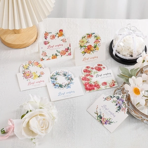 Floral greeting cards with Best Wishes messages and various flower theme designs
