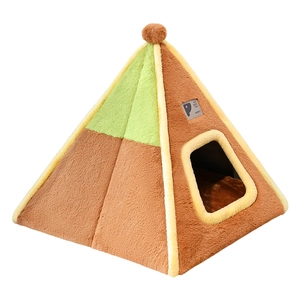 Casa para mascotas en forma de pirámide de felpa para gatos y perros pequeños