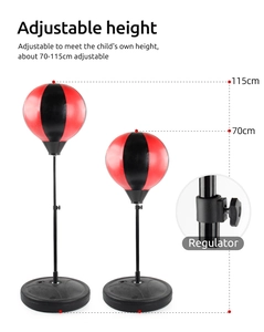 Detail view of height-adjustable punching bag stand for kids showing the regulator knob