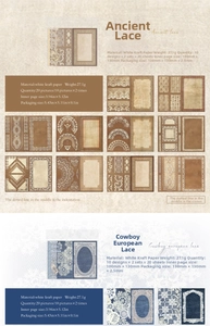 Detail of vintage lace pattern craft paper stickers for journals 100x130mm set
