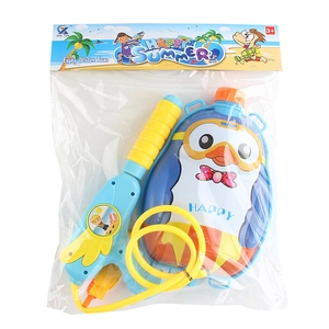 Penguin backpack water gun toy set with storage tank and spray gun for kids summer fun