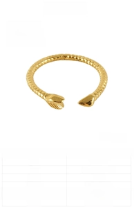 Detail showing 18k gold plated stainless steel snake ring with adjustable size features