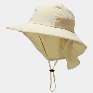 Detail of breathable mesh and adjustable chin strap on quick-dry sun hat for kids