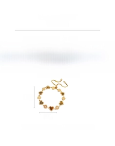 Detailed view of 18K gold plated heart bracelet featuring tiger eye stones and zircons