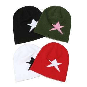 Bonnet En Maille À Motif Étoile Acrylique Chapeau Hiver Chaud Streetwear Décontracté Mode De Plein Air Homme Femme