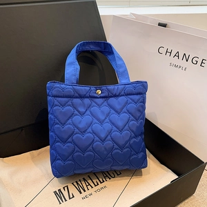 Heart Quilted Tote Bag Oxford Cloth Handbag Lightweight Solid Color Sweet Korean Style Underarm Bag Women