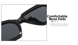 Gros plan des plaquettes de nez intégrées sur des lunettes de soleil rétro noires