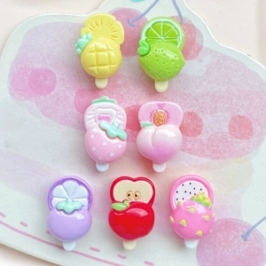 Miniature colorful resin fruit popsicle charms for DIY jewelry and hair accessories