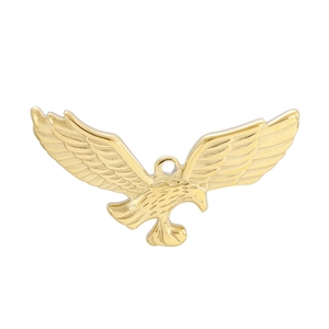 Golden titanium steel eagle pendant with spreading wings, professional jewelry accessory