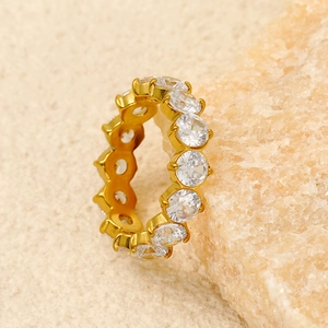 18k gold plated titanium eternity ring with sparkling round zircon stones for women