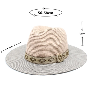 Panama straw hat dimensions showing 56-58cm circumference, 12cm height, and 7cm brim width