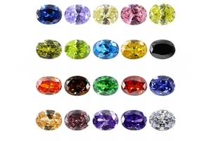 Macro de 20 pierres précieuses en zircone ovale dans une large gamme de couleurs vives