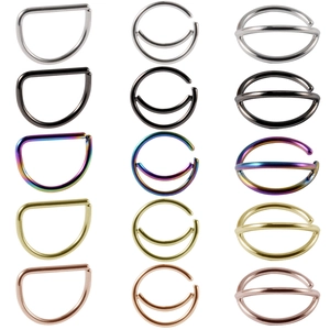 Stainless Steel Curved Nose Ring Septum Hoop D-Shape Crescent Layered Ear Cartilage Earrings Piercing Body Jewelry Unisex