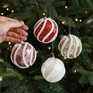 Weihnachtsball Ornamente Glitzer Schaumstoff Glitzernd Plüsch Spiralmuster Hängende Baumdekoration Feiertag Deko