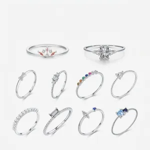 925 Sterling Silver Ring For Women Minimalist Rhinestone Inlaid Crown Bow Geometry Adjustable Gold Silver Color Fashion Jewelry
