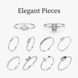 Anello in Argento Sterling 925 per Donna Minimalista Strass Intarsiato Corona Fiocco Geometria Regolabile Oro Argento Colore Gioielli Moda
