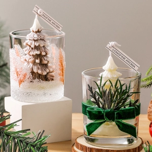 Handmade Scented Candle Christmas Tree And Gnome Shape In Glass Jar Aromatherapy Holiday Home Decor Gift