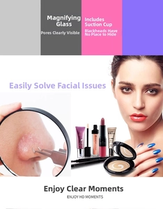 Close-up detail of suction cup magnifying mirror for makeup and pore cleansing