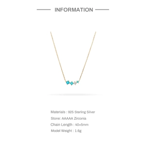 Technical specifications showing 925 silver moon necklace with turquoise and zirconia details